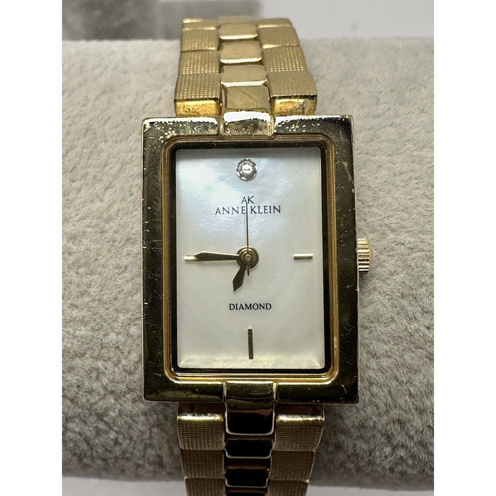 Anne Klein Diamond 10/8512 New Battery Ladies MOP Tank‎ Watch 17MM 7" Rare M16